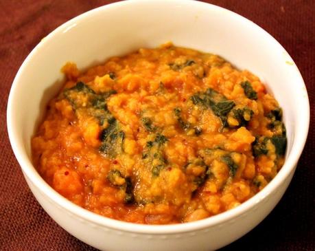 Dal with Sweet Potatoes and Kale