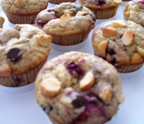 Macadamia Chocolate Chip Berry Muffins