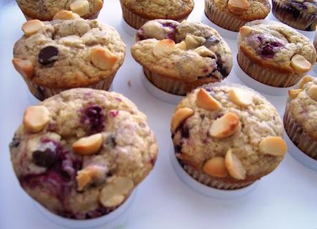 Macadamia Chocolate Chip Berry Muffins