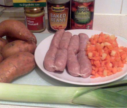 Sausage, Leek & Sweet Potato Bake