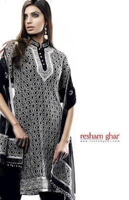 Resham Ghar Digital Embroidered Suits For Summer 2012