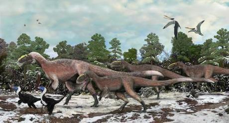 Artist impressions of the Yutyrannus and the Beiplasaurus: image via blogs.discovermagazine.com/
