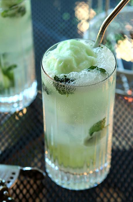 Lime Sherbet Mojito Float Cocktail
