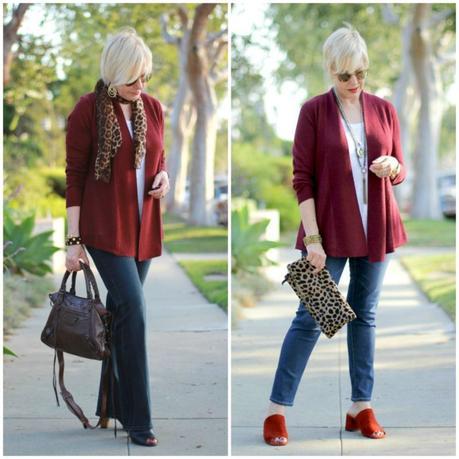 style blogger Susan B. still loves this russet red cardigan, purchased from the Nordstrom Anniversary Sale two years ago. Visit une femme d'un certain age for strategies on getting the most out of this sale.