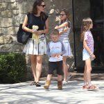 Jennifer Garner and children leaving church