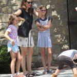 Jennifer Garner and children leaving church