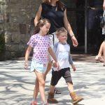 Jennifer Garner and children leaving church