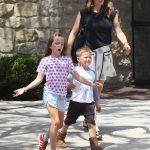 Jennifer Garner and children leaving church