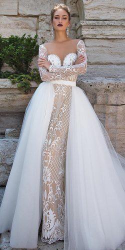 fall wedding dresses full lace long sleeves overskirt ida torez