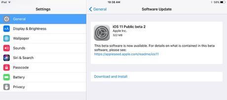 iOS 11 Public Beta 2