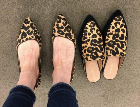 Reconnaissance Report: Nordstrom Anniversary Sale style blogger Susan B. tries on leopard print shoes from Cole Haan and Halogen at the Nordstrom Anniversary Sale
