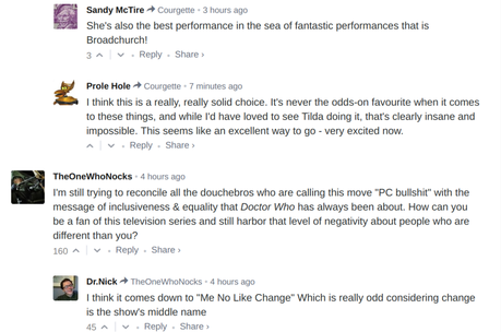 A Sampling of Internet Comments: Jodie Whittaker’s Doctor Who Casting is as Polarizing as Expected