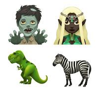 Apple emoji 2017 (zombie, elf, t-rex, zebra)