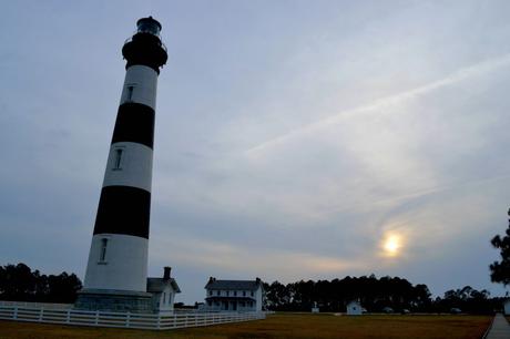 Bodie Island Lighthouse at sunset-eastern north carolina travel