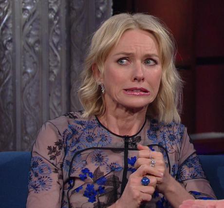 Naomi Watts during an appearance on CBS's 'The Late Show with Stephen Colbert.' width=