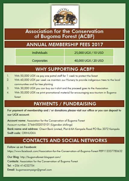 ACBF Association for Conservation of Bugoma membership fees 2017