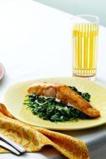 Chili-Covered Salmon with Spinach