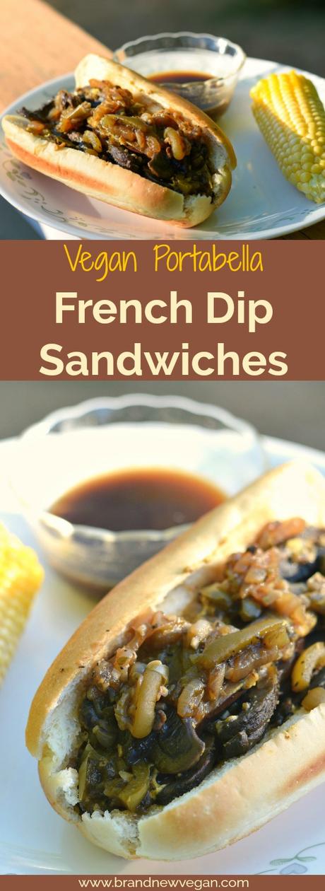 For all you sandwich lovers out there, these Vegan Portabella French Dip Sandwiches are IT! Mushrooms, caramelized onions, and a tangy Au Jus for Dipping!