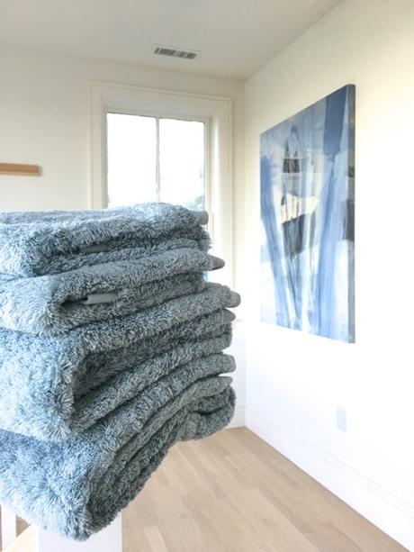 Serena & Lily Calistoga Bath Towels Folded Stack In the Hall