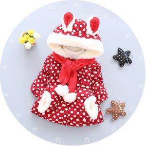 Father And Daughter Cosplay Baby Children Girl Polka Dot Thicken Hooded Coat