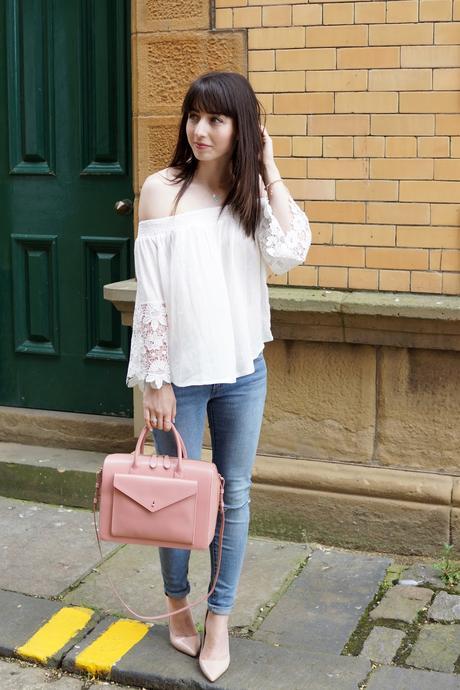 Hello Freckles Bardot Lace Sleeves Casual Outfit South Shields nebloggers Street Style