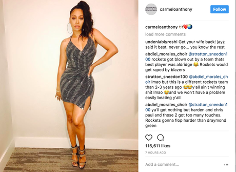 FIGHT FOR YOUR GIRL: CARMELO ANTHONY POST PIC OF ESTRANGED WIFE LALA ANTHONY