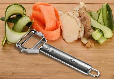 Image result for images of Basily Premium Julienne and Serrated Stainless Steel Peeler