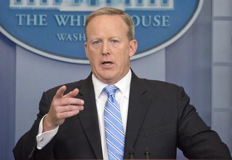 Sean Spicer is meeting with network news divisions for a possible post-Bigly job