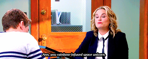  rainbow parks and recreation unicorn leslie knope compliment GIF