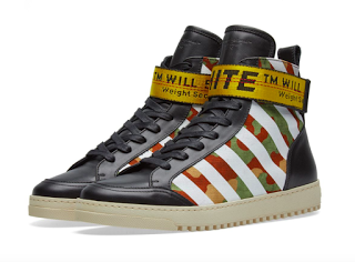 Fashion's Play In These Streets:  Off-White Diagonal Camo Hi-Top Sneakers