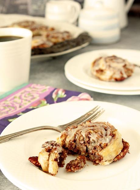 Puff Pastry Pecan Sticky Buns with Maple Bourbon Glaze