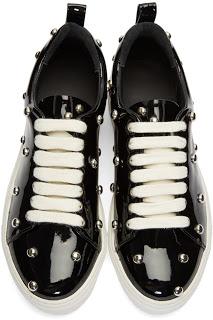 As Slick As They Are Studded:  Marques Almeida Black Patent Studded Sneakers