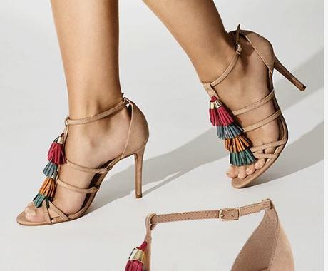 Caged sandals available at Saks Fifth Avenue under 4500INR . Taseel details on camel color base make them classy and chic.