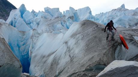 Polar Explorers Crossing the Chugach Glacier in Alaska