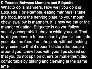 Developing New Habits, Manners, Behavior