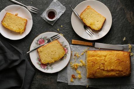 Lemon Loaf Cake with Saffron Syrup