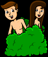 Adam and Eve smiling