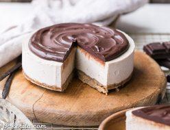 No-Bake Vanilla Bean Cheesecake with Chocolate Ganache (Gluten Free, Paleo + Vegan)