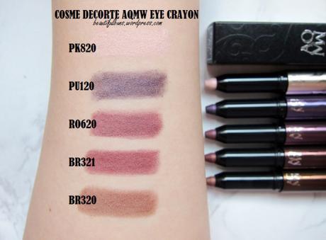 Review/Swatches: Cosme Decorte AQMW Eye Crayons – 5 shades