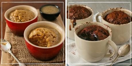 Ginger puddings and chocolate puddings. 