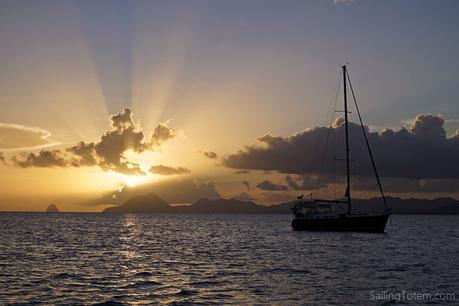 Sunset Martinique sailboat