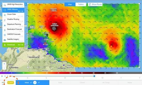 PredictWind gribs showing hurricane