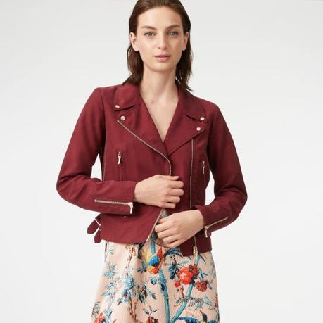 A Little Pre-Fall Shopping Burgundy cloth moto jacket from Club Monaco. Details at une femme d'un certain age.