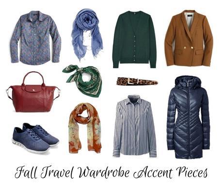 Adding color and pattern to a fall travel wardrobe capsule. Details at une femme d'un certain age.