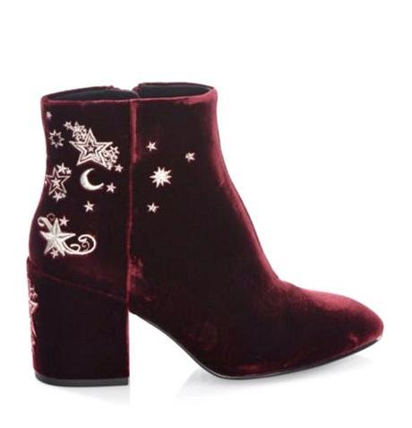 Ash bordeaux velvet boots. Details at une femme d'un certain age.