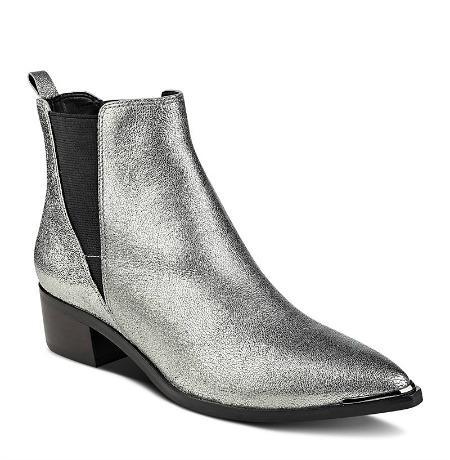 Marc Fisher silver chelsea booties. Details at une femme d'un certain age
