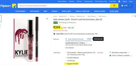 Where else You Can Buy Fake Kylie Cosmetics Kits or Lipsticks? Flipkart
