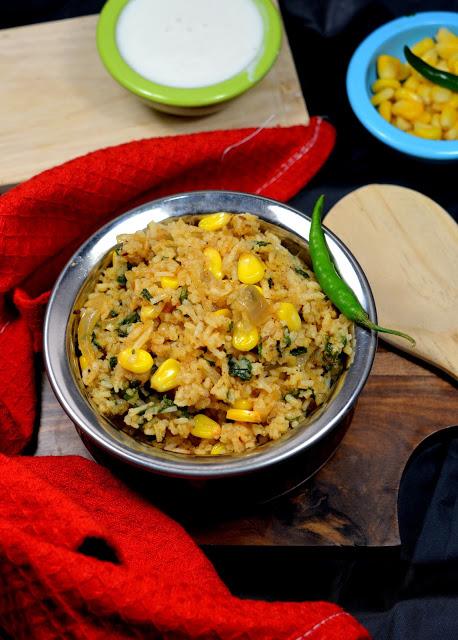 Spinach and Corn Pulao