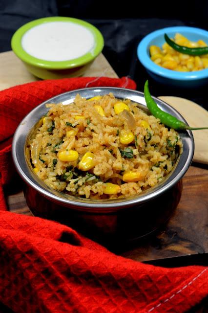Spinach and Corn Pulao