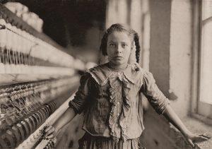 image of one of the Bobbin Girls in a textile mill